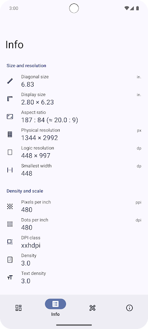 Display Tools: screen info Screenshot 1
