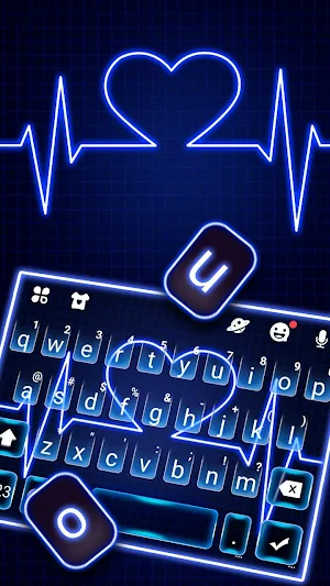Neon Blue Heartbeat Keyboard Theme Screenshot 1