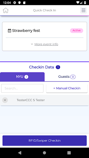 NYU Events Check In Screenshot 1