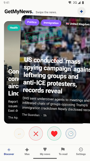 GetMyNews: Swipe US Headlines Screenshot 1