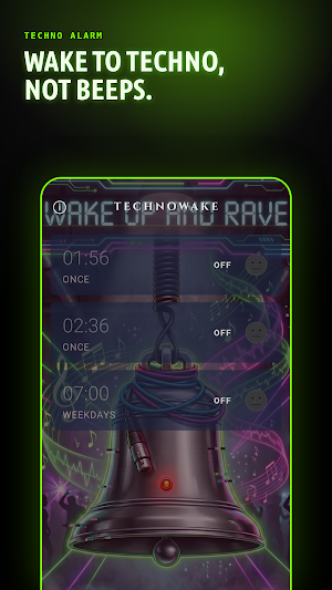 TechnoWake: Techno Alarm Clock Screenshot 1