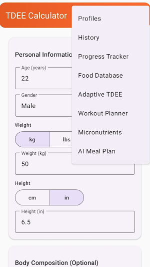 TDEE Calculator Screenshot 3