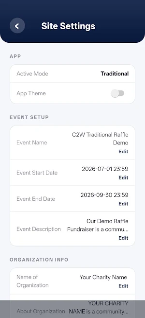 Chance2Win Raffle Management Screenshot 0