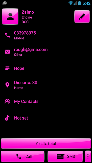 Dialer Gloss Pink Theme Screenshot 2