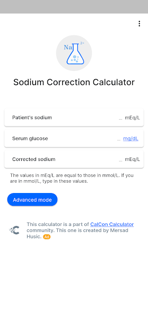 Sodium Correction Calculator Screenshot 0
