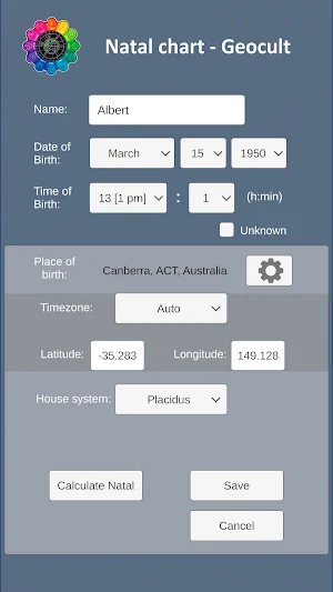 Natal chart: Geocult Astrology Screenshot 1