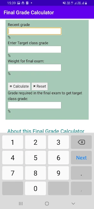 Final Grade Calculator Screenshot 3