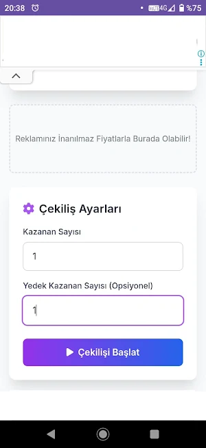 Çekiliş App Screenshot 1