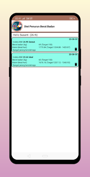 Penurun Berat Badan Kalori Screenshot 2