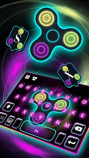 Neon Fidget Spinner Keyboard Background Screenshot 2