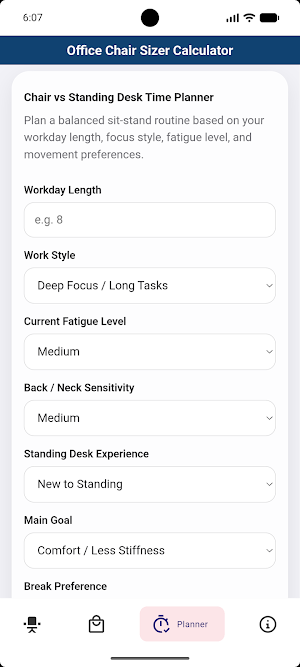 Office Chair Sizer Calculator Screenshot 2
