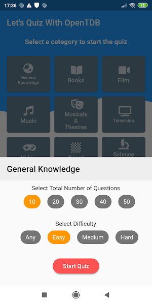 Let's Quiz With OpenTDB Screenshot 1