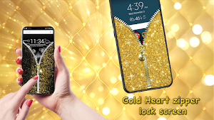 Heart Gold Zipper Screen Lock Screenshot 0