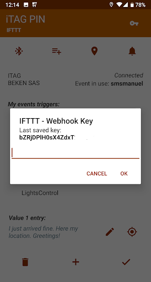 iTAG PIN - IFTTT plus Screenshot 2