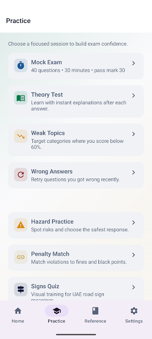 UAE Driving Theory Prep Screenshot 1
