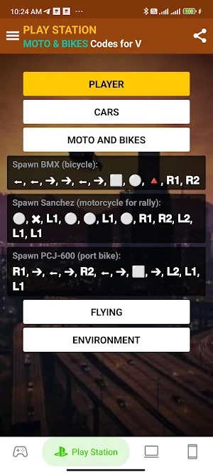 V Game Control Codes Screenshot 3