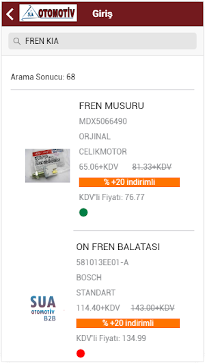Süa Otomotiv B2B Screenshot 2