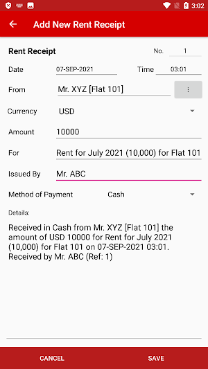 Rent Receipt Screenshot 1