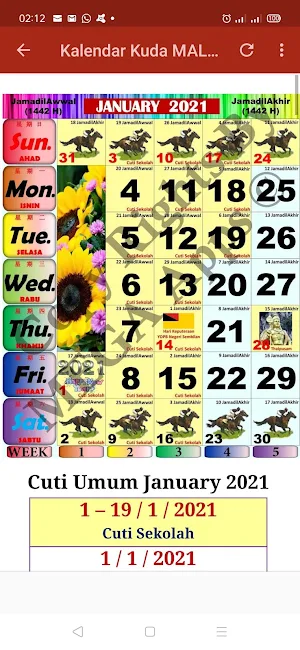 Kalendar Kuda Malaysia - 2021 Screenshot 0
