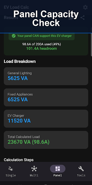 EV Load Calc: NEC Wire & Fill Screenshot 2