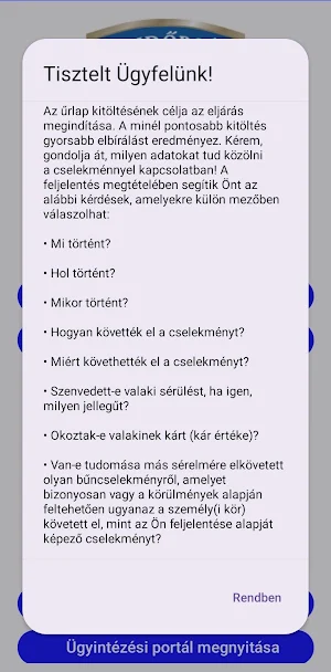 Rendőrségi bejelentés Screenshot 1