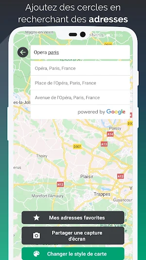À vol d'oiseau cercles distance 10km 50 et 100km Screenshot 3