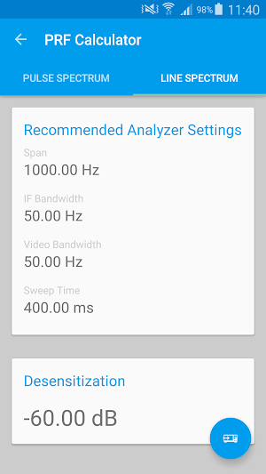 Pulsed RF Calculator Screenshot 2