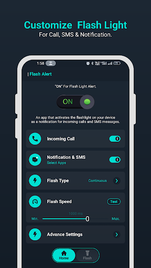 Flash Light - Call SMS Alert Screenshot 2