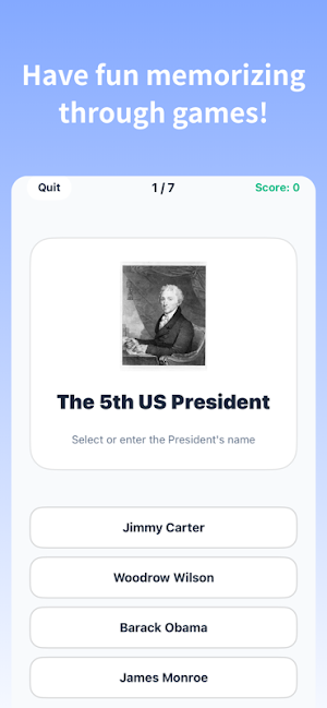 Name the US Presidents Quiz Screenshot 0