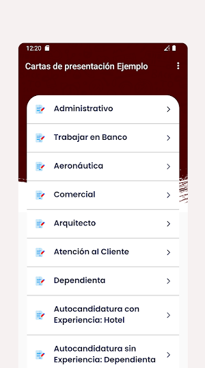 Cartas de presentación Ejemplo Screenshot 1