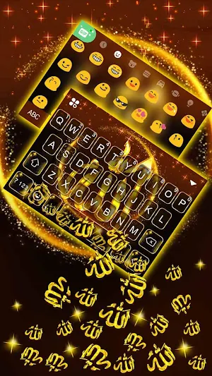 Gold Allah 3D Gravity Keyboard Theme Screenshot 2