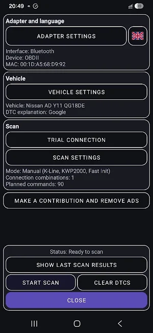 OBD2 ELM327 DTC Reader Screenshot 1