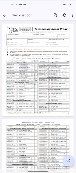 Crane Inspection Checklist Screenshot 0