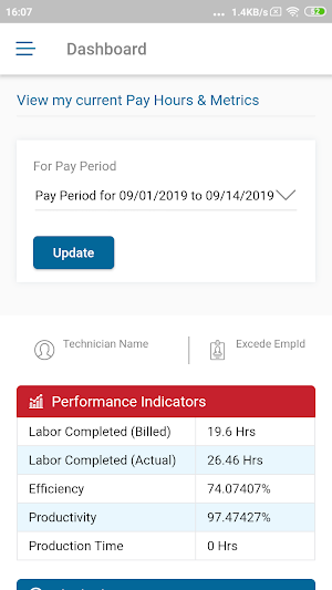 Technician Online Timesheet Screenshot 2
