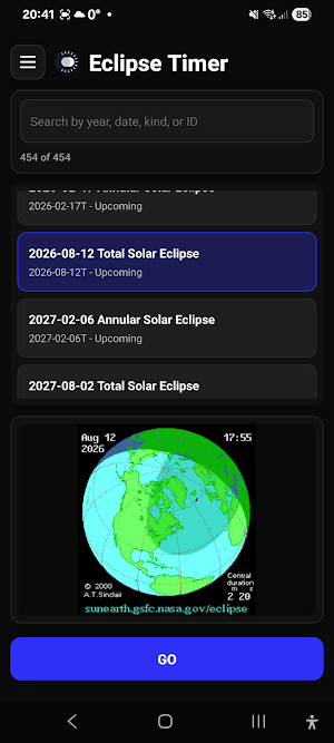 Eclipse Timer Screenshot 1
