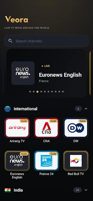 Live TV Channels: Veora screenshot 1