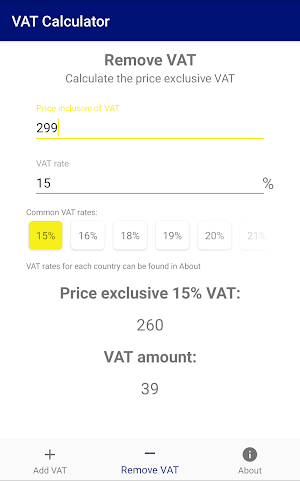 VAT Calculator - add and remove VAT easily Screenshot 2