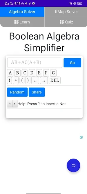 Boolean simplifier Screenshot 0