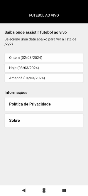 Futebol ao vivo Screenshot 1