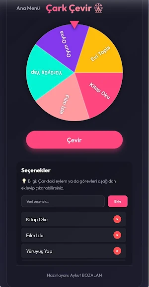 Evde Etkinlik Çarkı Screenshot 1