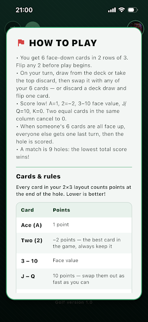 Golf Card Game Screenshot 2