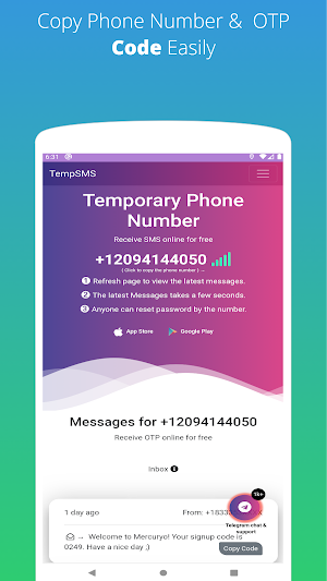 Temp SMS - Receive SMS online Free Screenshot 3