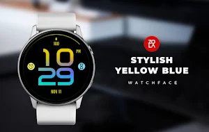 Stylish Yellow Blue Watch Face Screenshot 0