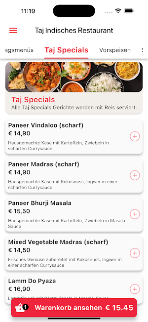 Taj Indisches Restaurant Screenshot 1