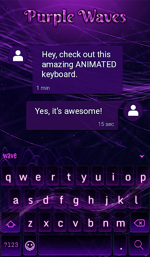 Purple Waves Animated Keyboard + Live Wallpaper Screenshot 2