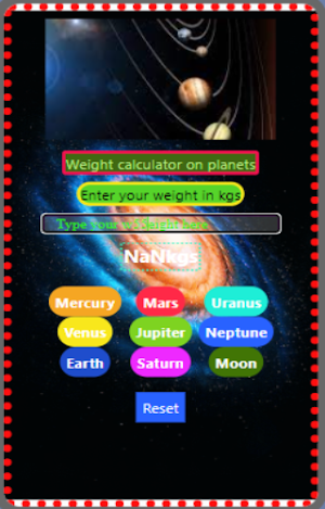 Weight on Solar Planets App Screenshot 1
