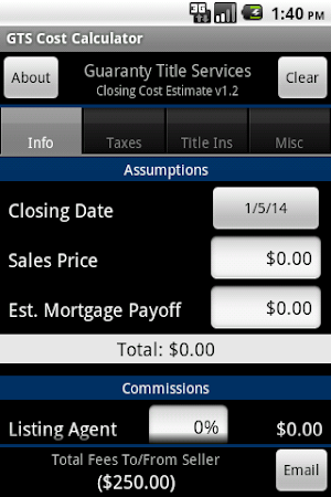 Guaranty Cost Calculator Screenshot 0