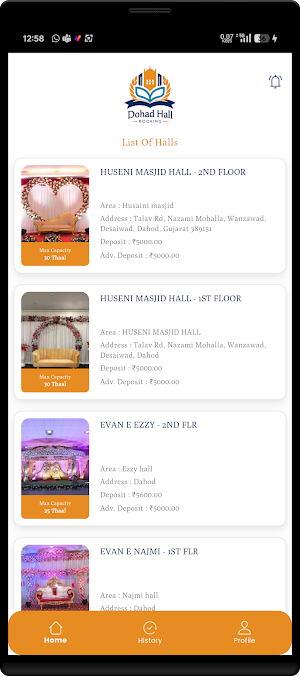 Dohad Hall Booking Screenshot 1