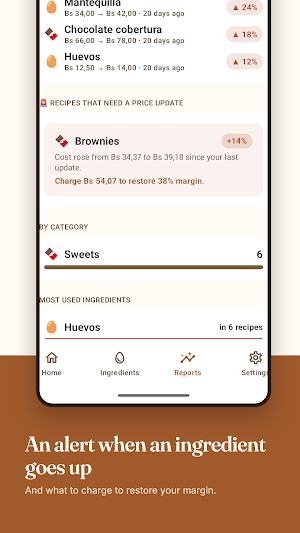 Recetable: recipe costing Screenshot 0