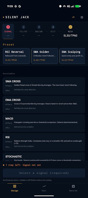 Silent Jack: MT4 EA Builder Screenshot 0